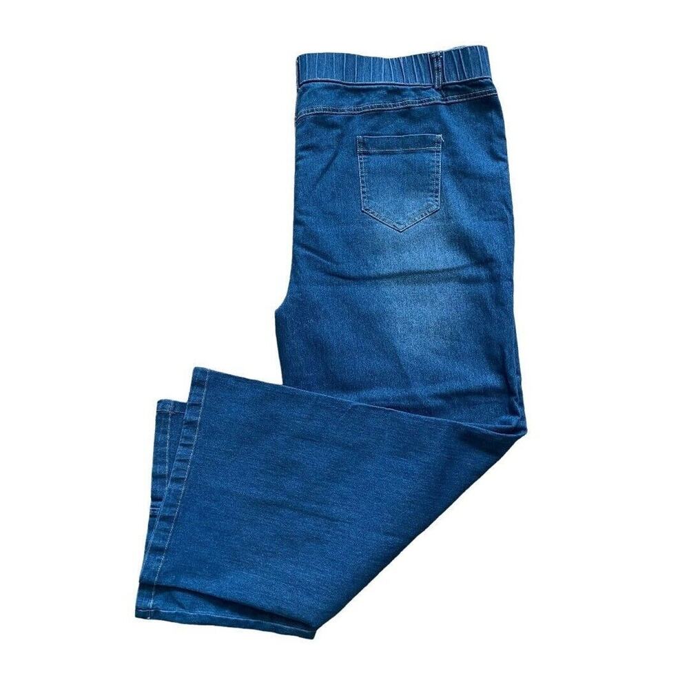 3XLโ Blue Denim Wide Leg Full Length Jeans Pockets
